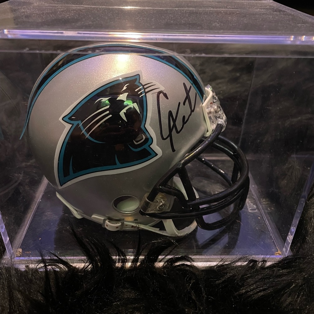 Authentic Cam Newton signed mini helmet